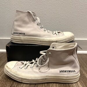 Converse Men’s Cream “Anonymous” Spell Out Sneakers 10 Mens
